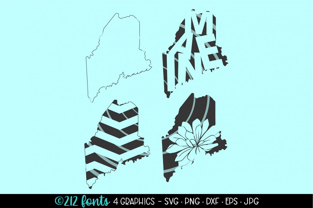 4 - Maine State Map Graphics Cut File DXF PNG JPG SVG EPS example image 1