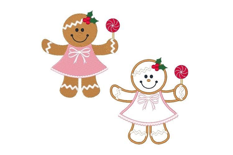 Ginger Girl Embroidery Design Set of 2 Christmas Designs example image 1