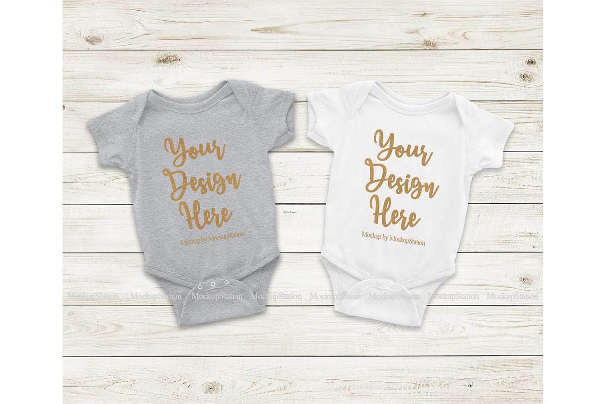 Download Matching Newborn Gray White Baby Bodysuit Mock Up Flat Lay ...