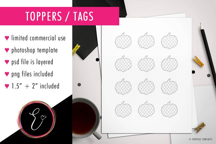 Design Your Own Pumpkin Style 1 Party Toppers / Tags example image 1
