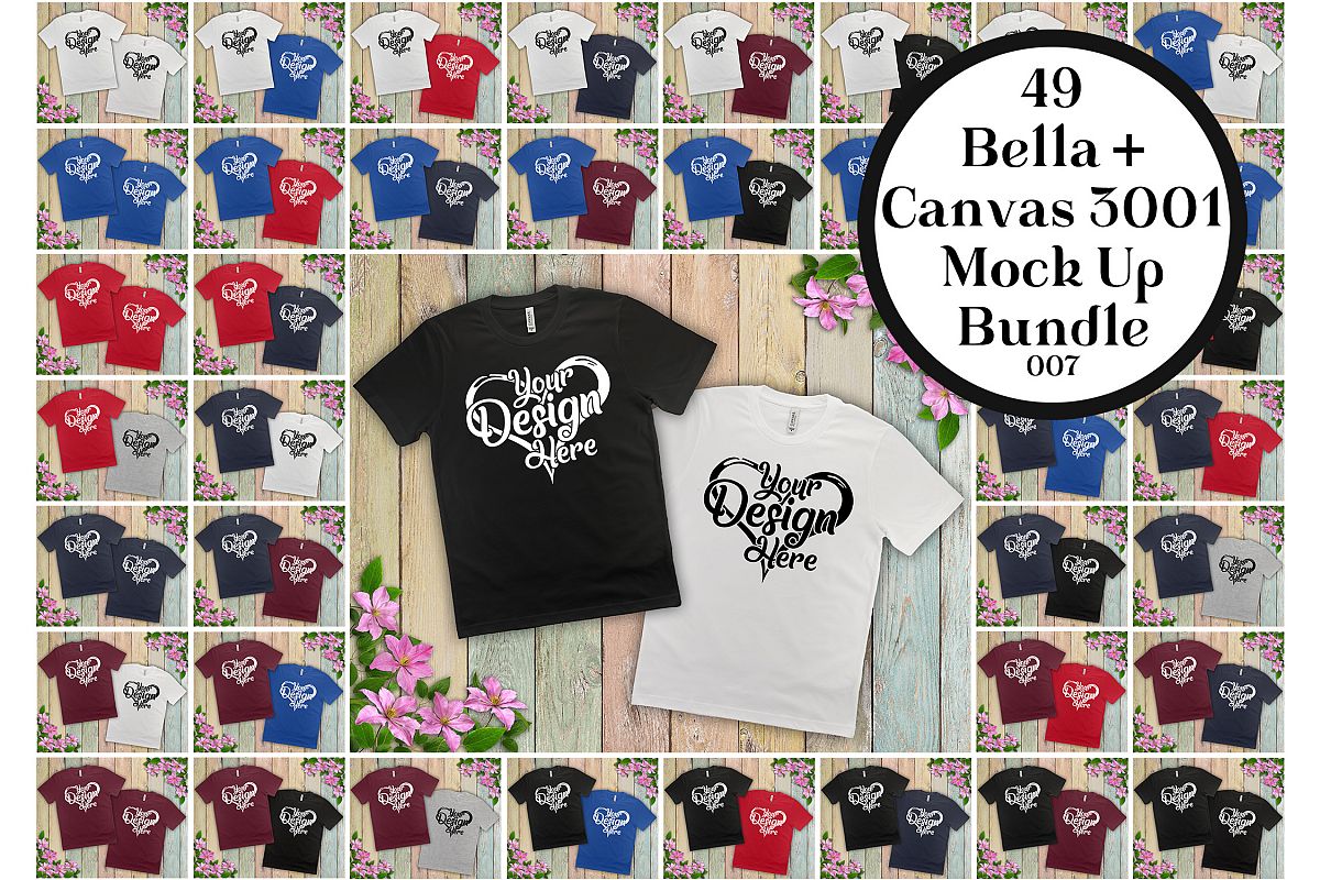 Bella Canvas 3001 Couple Mockup Bundle Double T-Shirt Mockup example image 1
