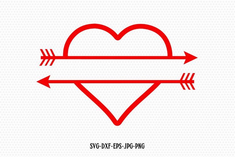Download Split Heart Arrow Monogram frame Svg