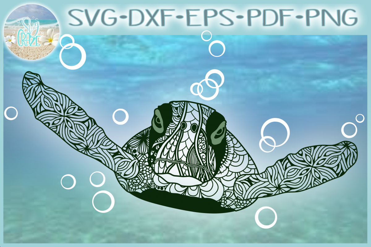 Download Sea Turtle with Bubbles Mandala Zentangle SVG