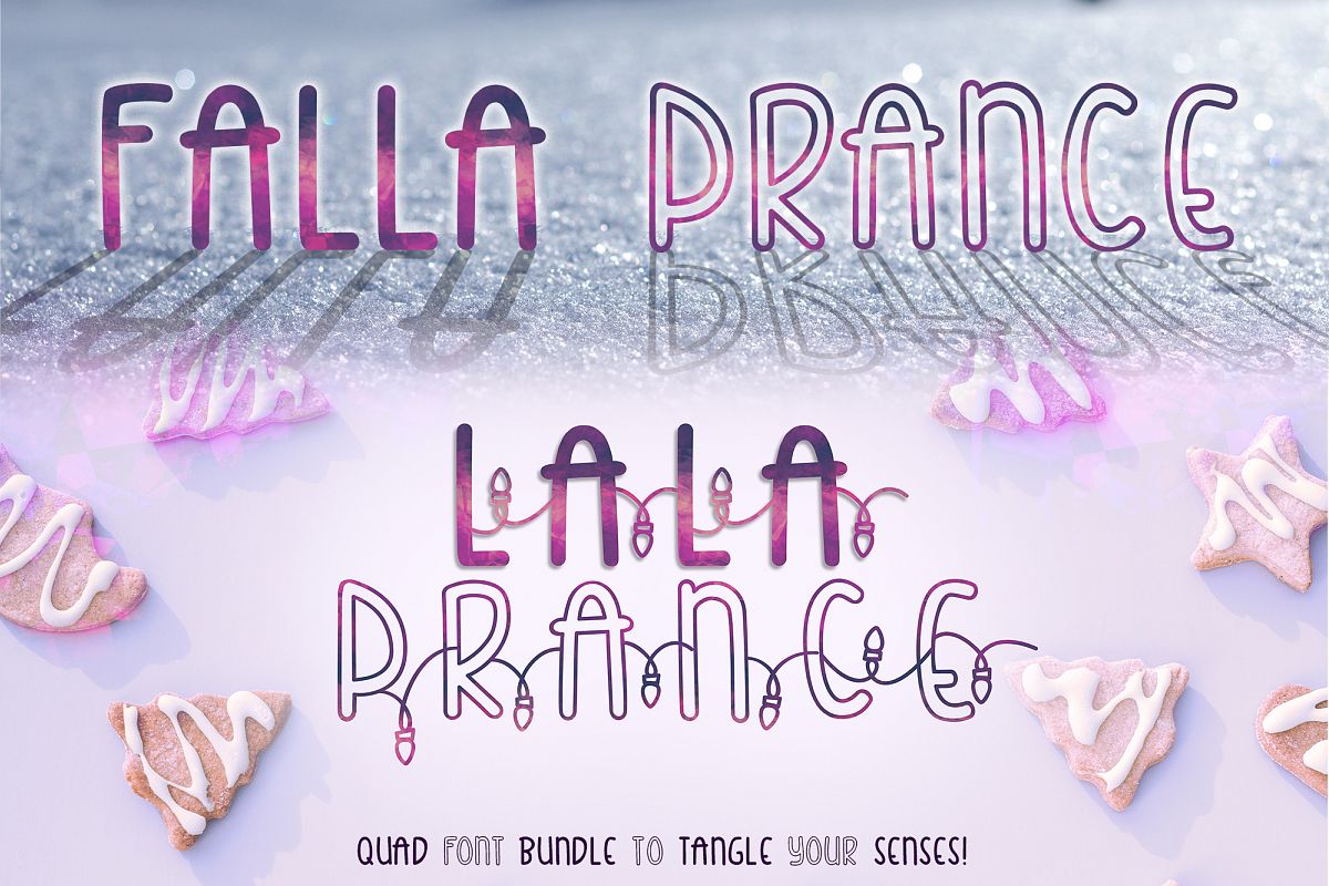 Falla & Lala Prance Bundle| A cute all caps quad font example image 1