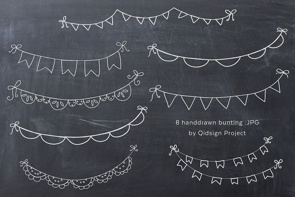 Hand Drawn Chalk Bunting .PNG example image 1