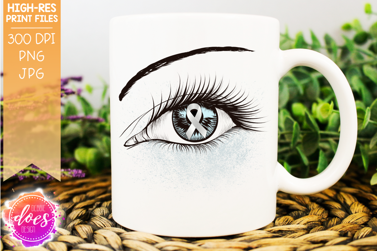White Awareness Ribbon Eye - Printable Design example image 1