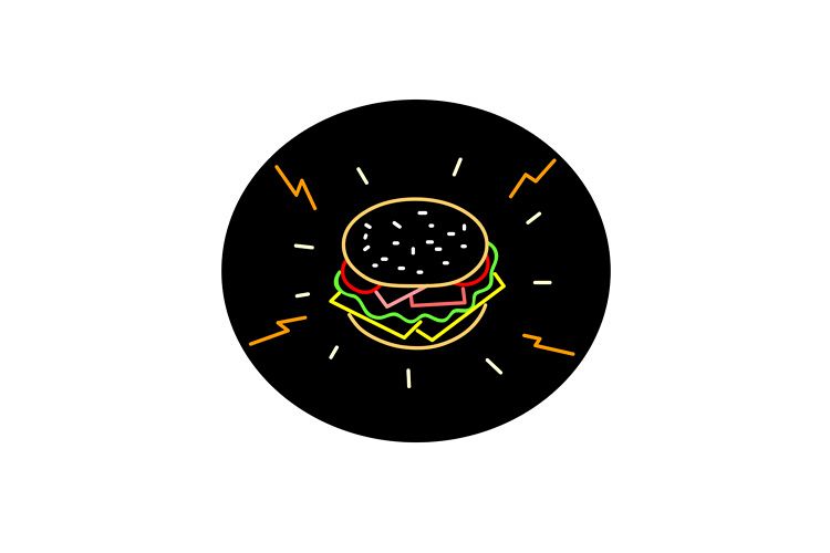 Cheeseburger Retro Neon Sign Oval example image 1