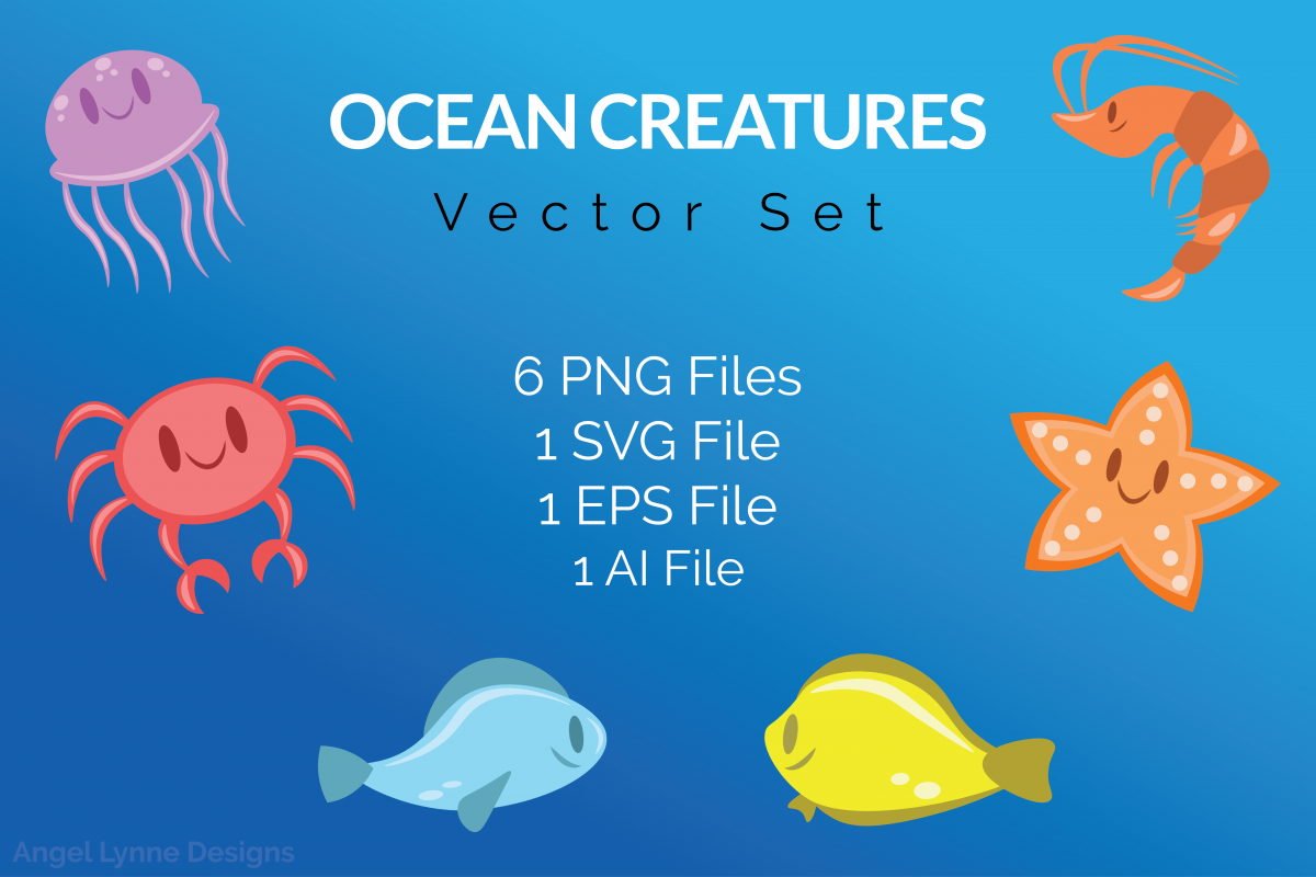 Ocean Creatures Vector Set example image 1