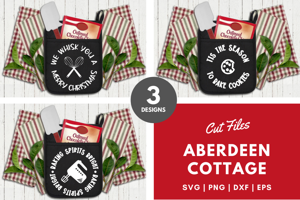 Christmas Kitchen Pot Holders Bundle - Set of 3 - SVG example image 1