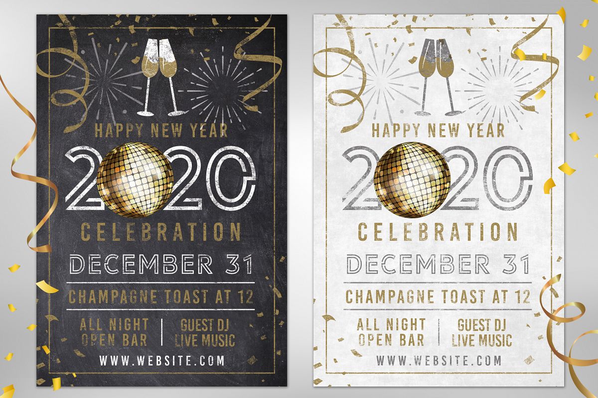 Chalk NYE New Years Eve Party Invite example image 1