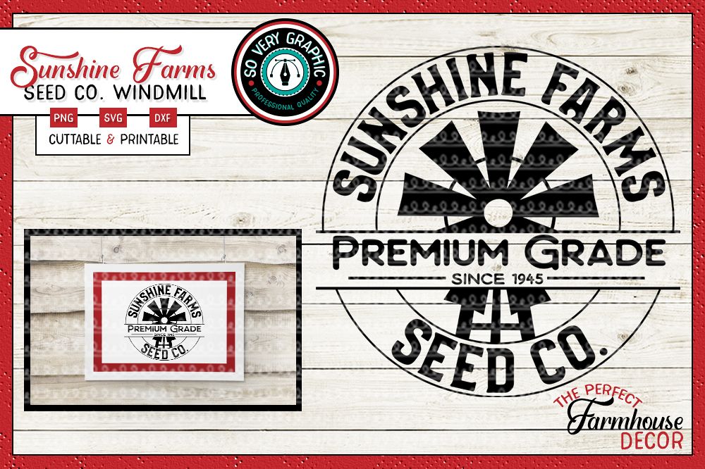 Sunshine Farms Seed Co Windmill Farmhouse Circle Sign SVG example image 1