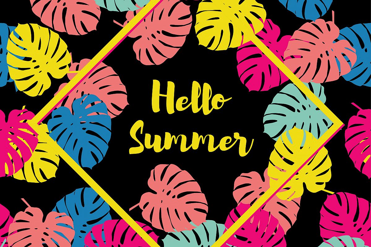 Seamless background with decorative leaves. Summer tropical design. Textile rapport. example image 1