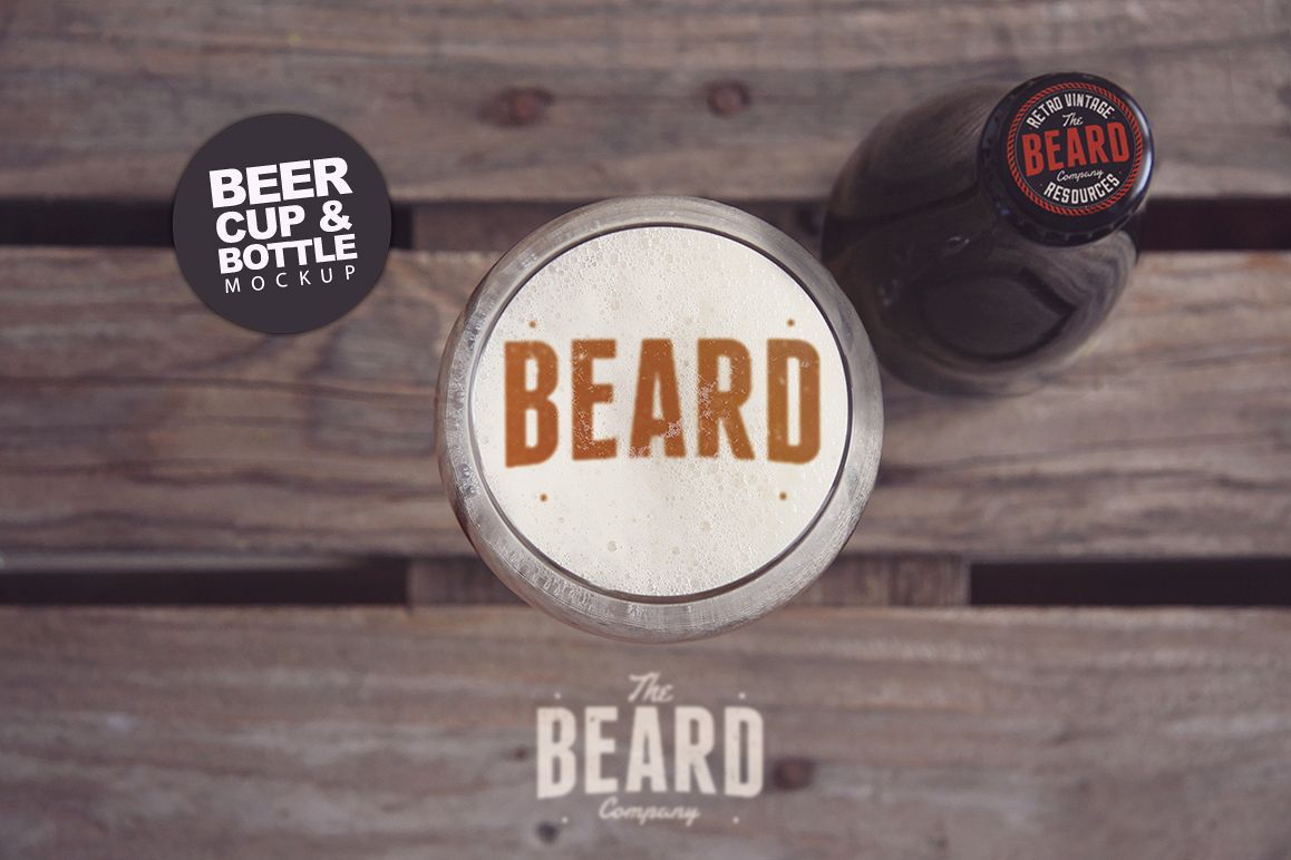 Beer Cup & Bottle Mockup -30 Intro example image 1