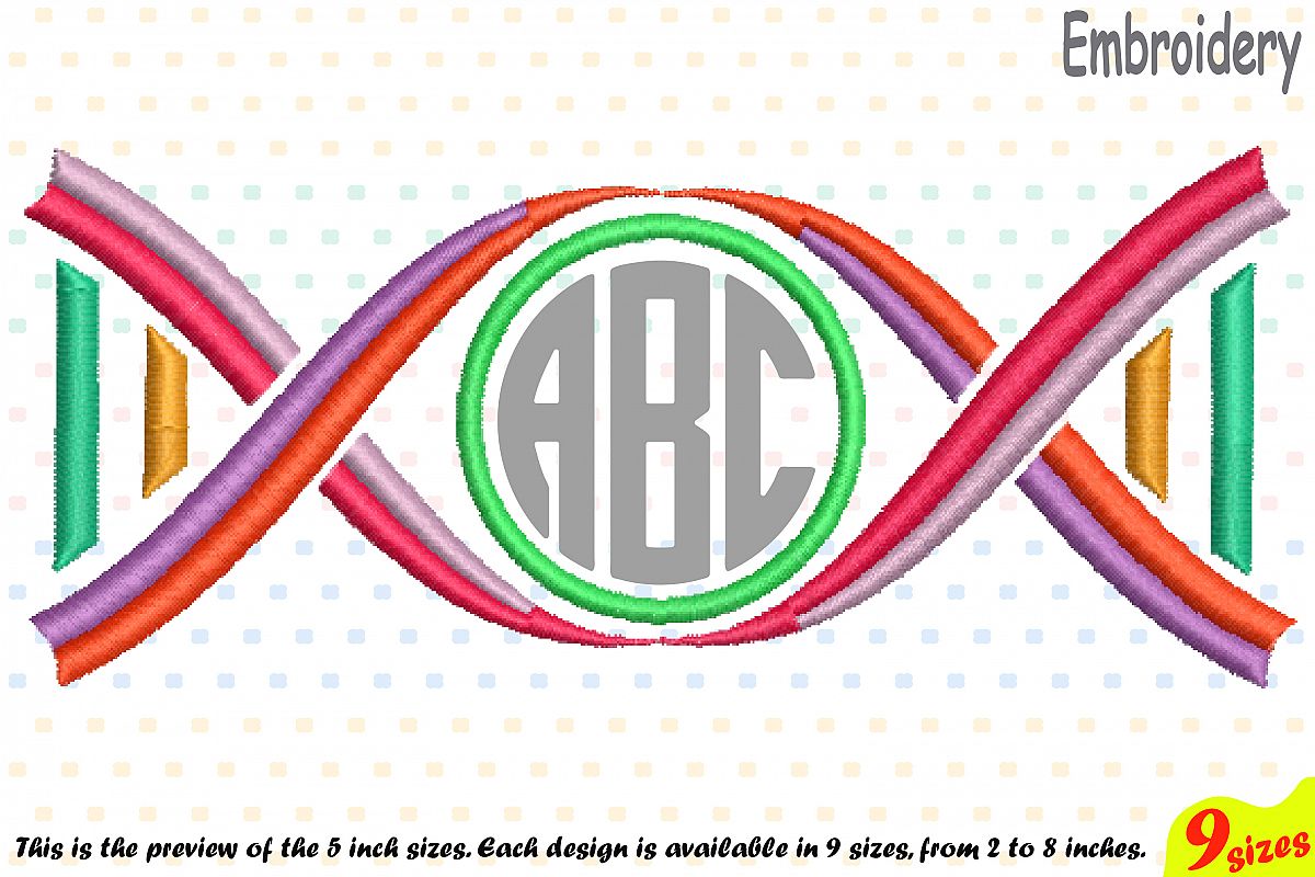 Circle DNA Structure Science Designs for Embroidery Machine Instant Download Commercial Use digital file 4x4 5x7 hoop icon symbol sign 193b example image 1