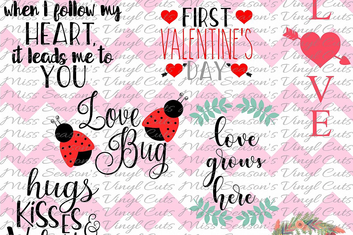 Valentines Day Bundle 6 designs SVG example image 1