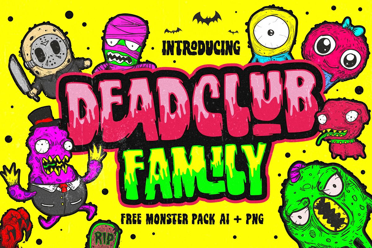 Deadclub Family Font | Bonus Monster Pack Ai and Png example image 1