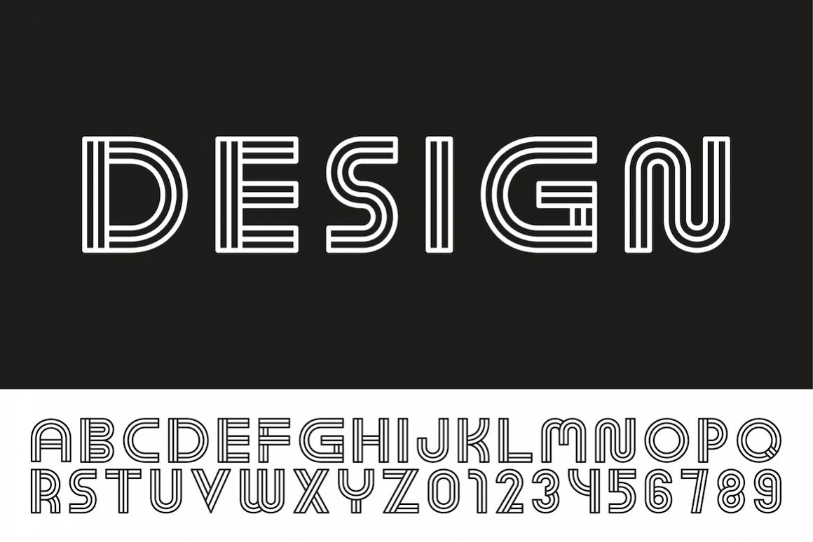 English stylized striped alphabet example image 1