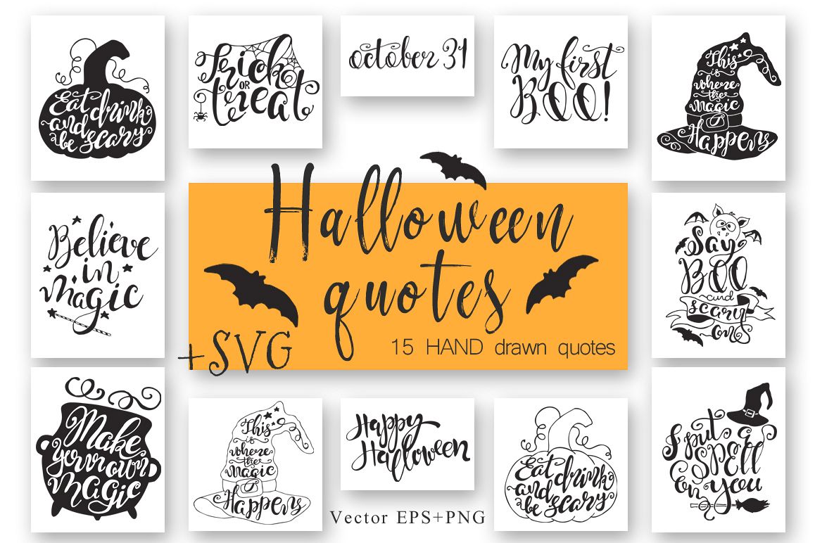 Download Halloween hand drawn Quotes SVG Cut files (36035 ...