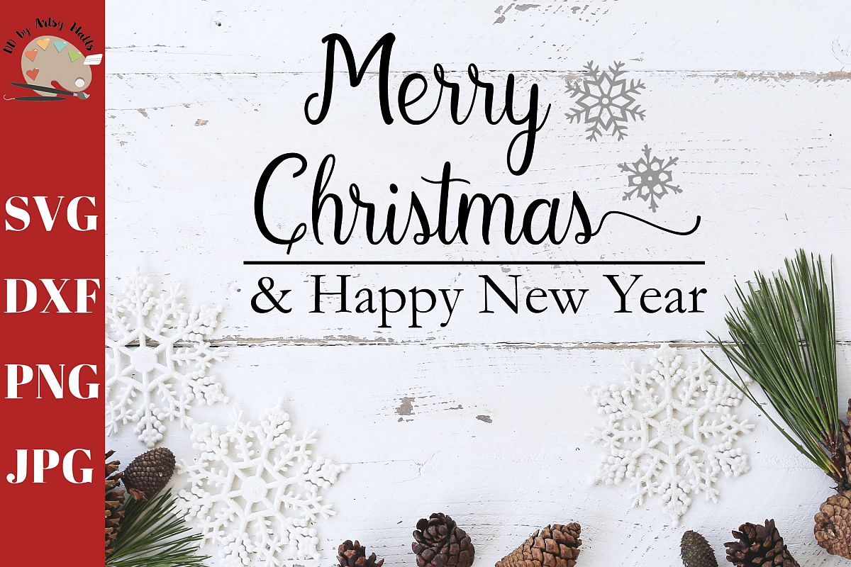 Merry Christmas Happy New Year Wall Sign Svg Dxf Png