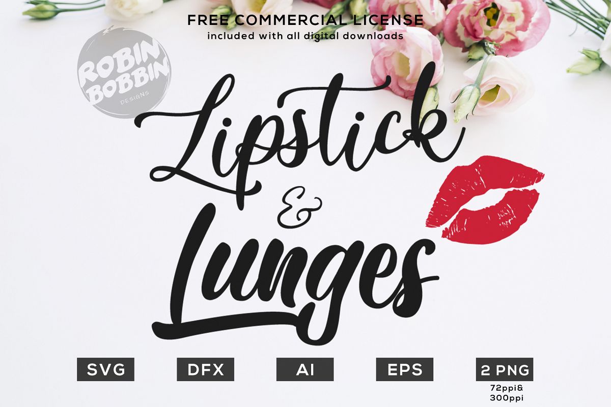 Lipstick & Lunges Design for T-Shirt, Hoodies, Mugs and more example image 1