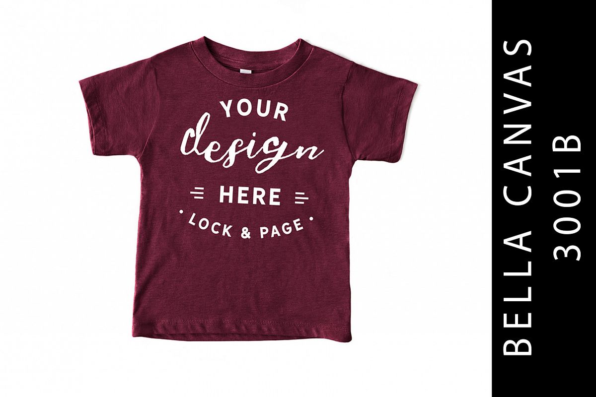 Heather Maroon Kids Bella Canvas 3001B T-Shirt Mockup Toddle example image 1
