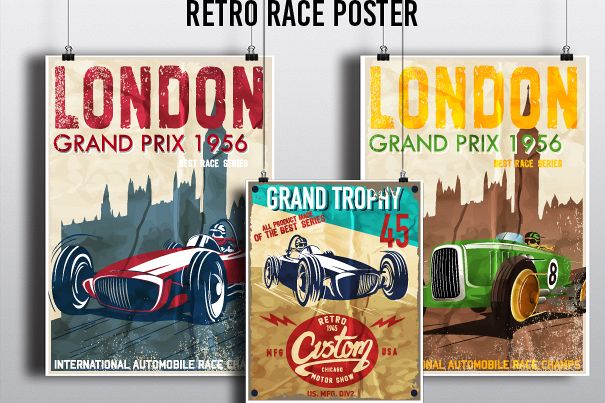 Retro race posters example image 1