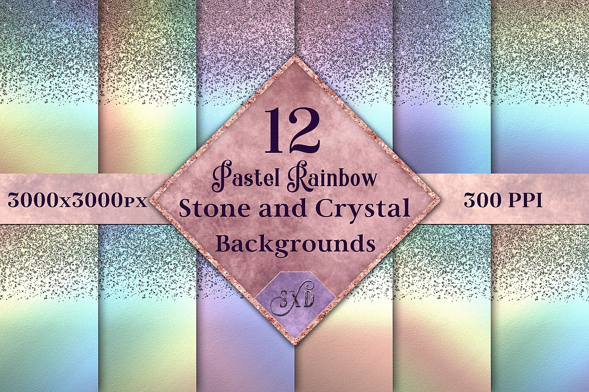 Pastel Rainbow Stone and Crystal Backgrounds - 12 Images example image 1