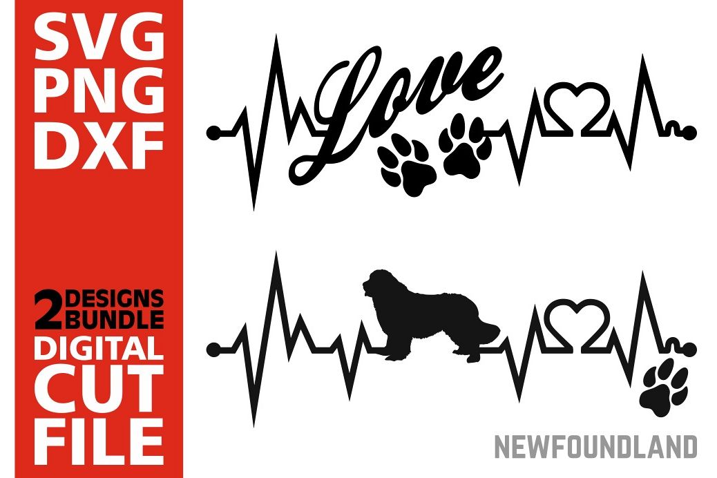 2x Newfoundland Bundle svg, Dog svg, Heartbeat svg, Love Svg