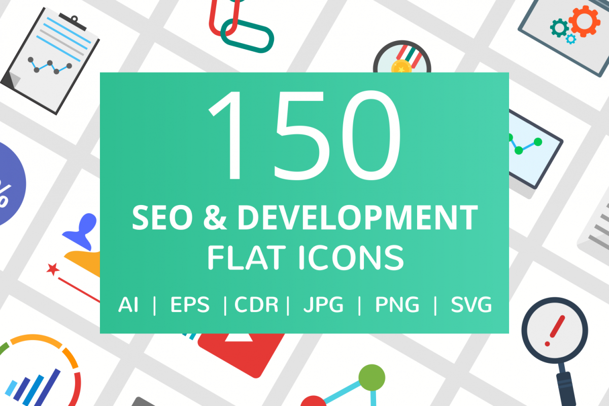 150 SEO & Development Flat Icons example image 1