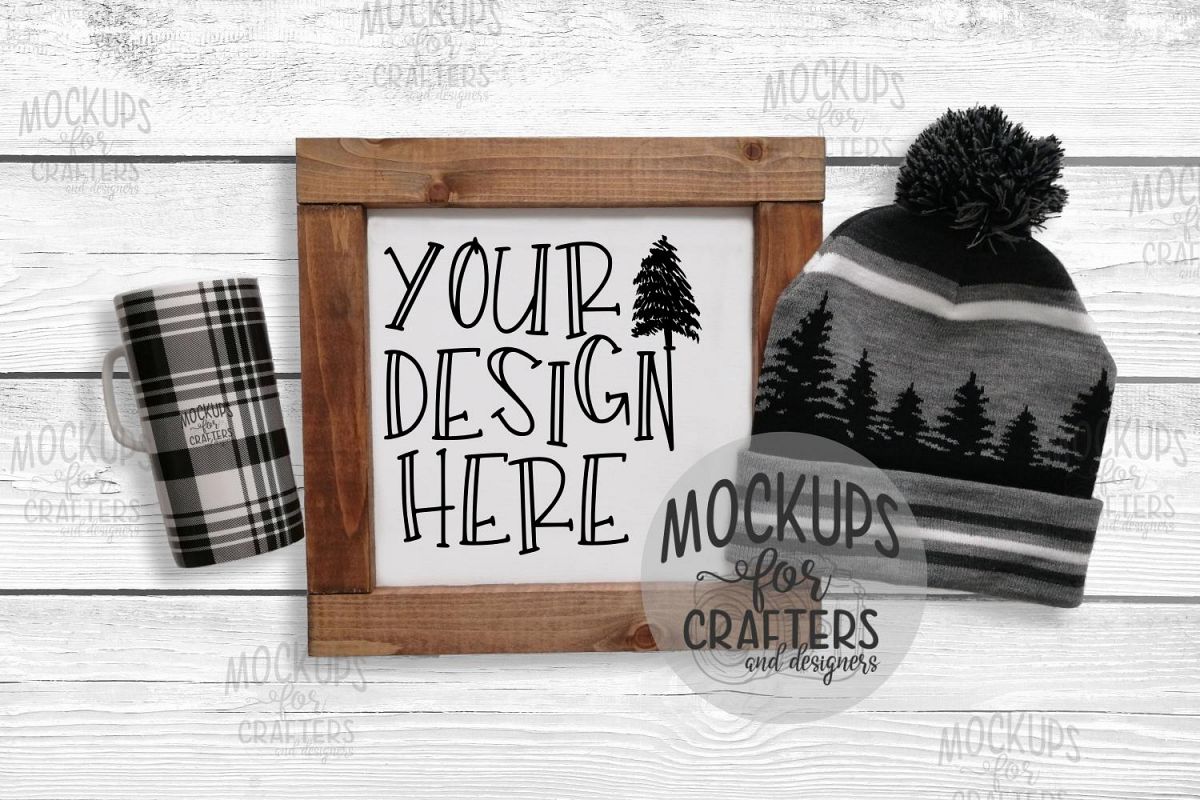 Wood Sign Mock-Up - Rustic/Winter theme example image 1