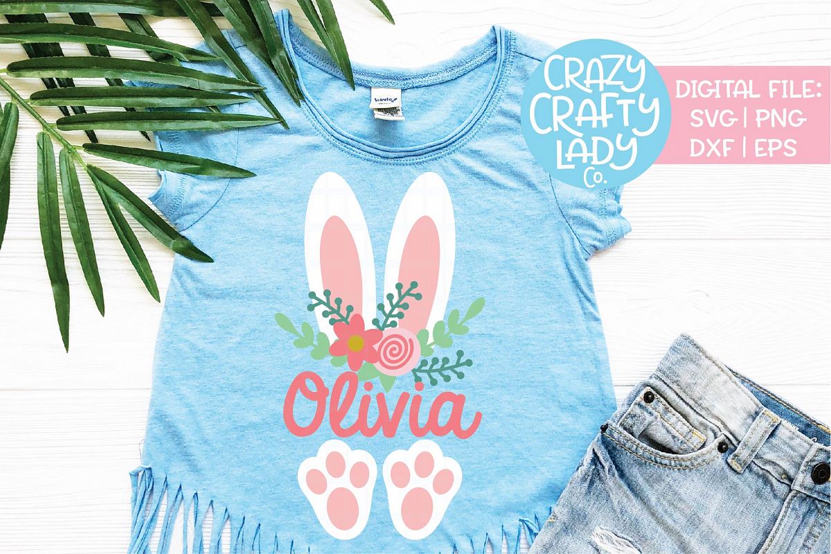 Floral Easter Bunny Ears & Feet SVG DXF EPS PNG Cut File example image 1