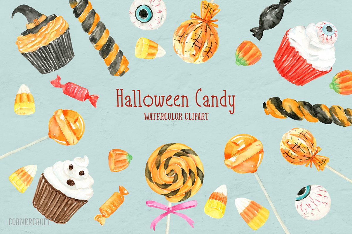 Watercolor Halloween Candy example image 1