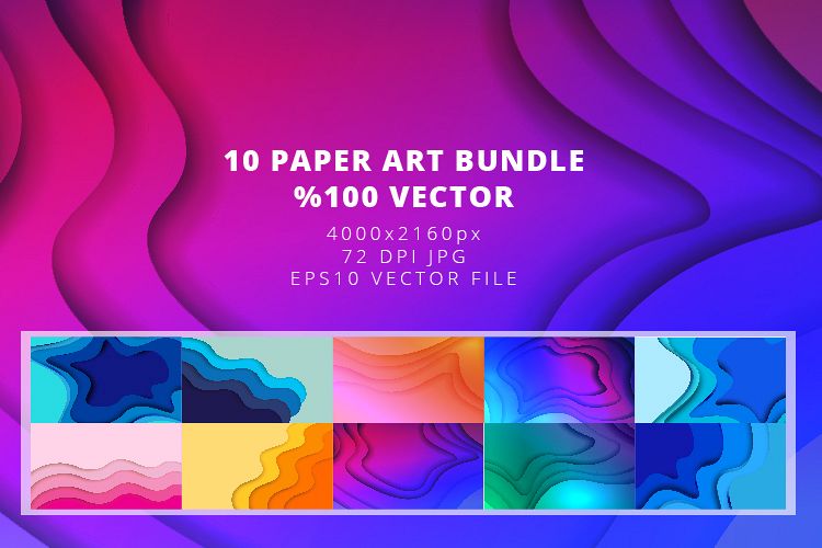 10 Paper Art Design Bundle - Backgrounds - Jpg and Vector example image 1
