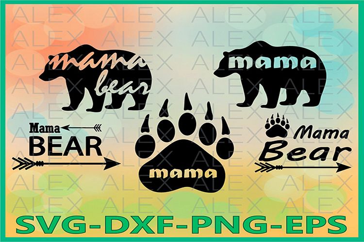 Bear SVG, Bear Silhouette png, Mama Bear Svg, Bear Paw example image 1