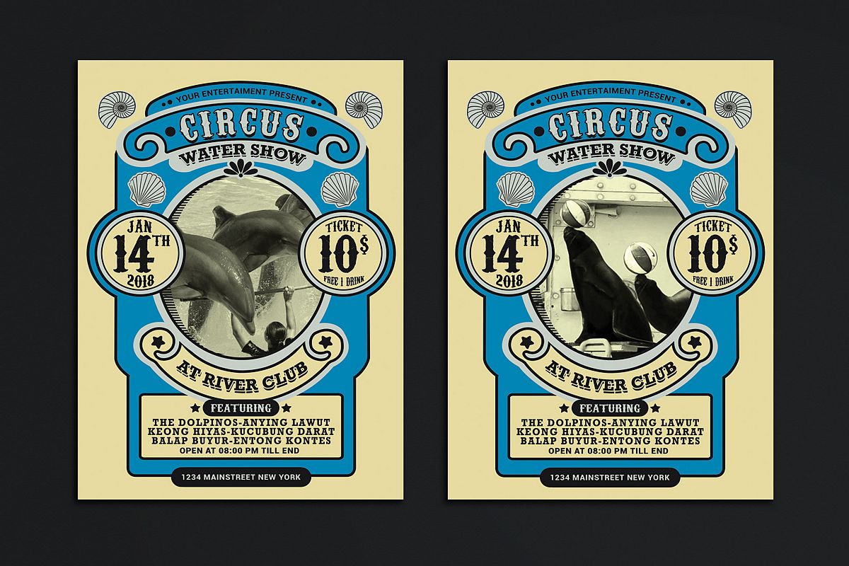 Vintage Marine Circus Carnival Flyer example image 1