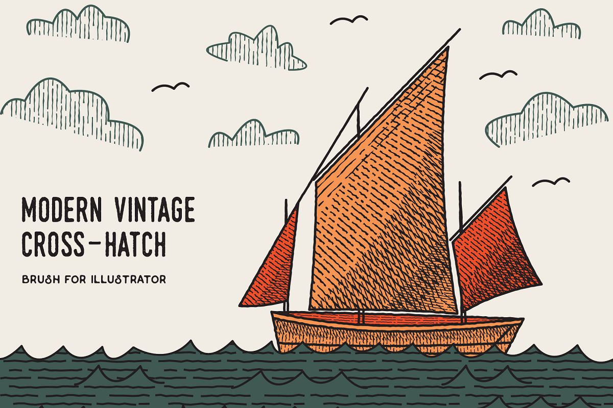 Modern Vintage Cross Hatch Brush example image 1