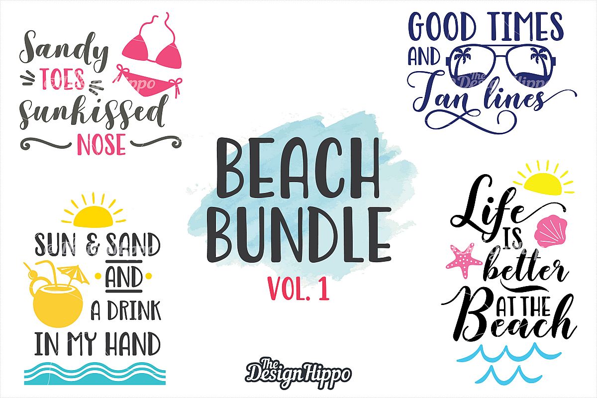 Download Beach Bundle of 4 SVG DXF PNG EPS Cut Files, Summer, Vol ...