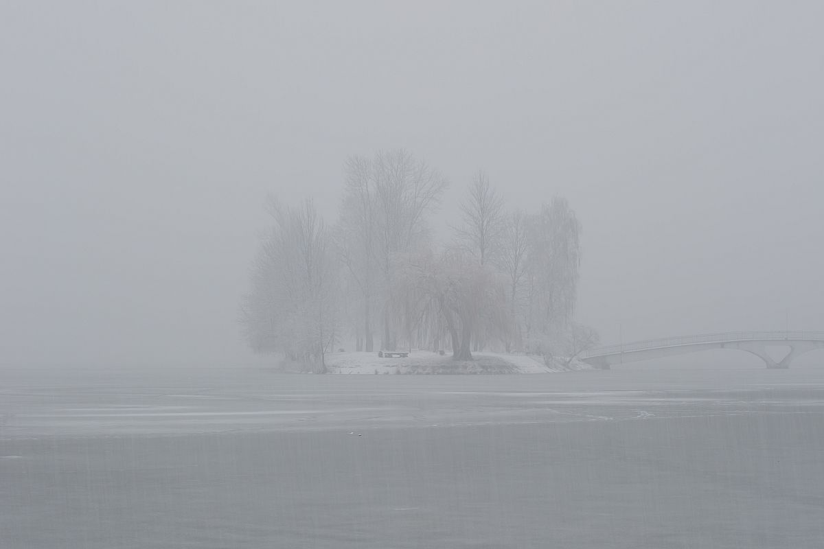 Small island view during snowfall example image 1