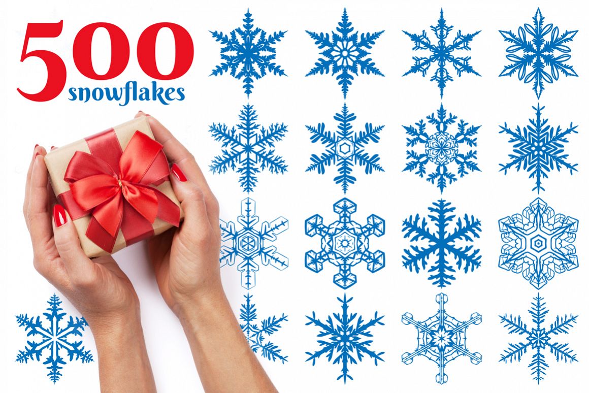 500 Snowflake Vector Ornaments example image 1