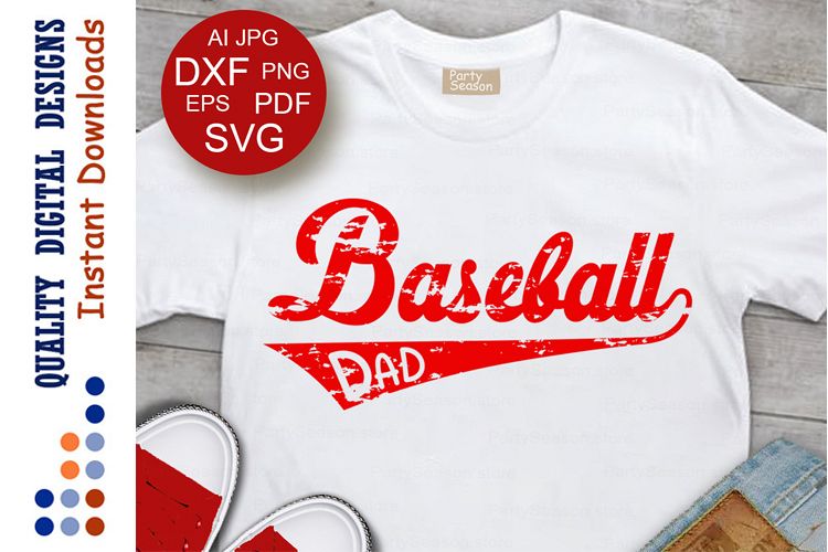 Distressed Baseball Svg DAD shirt digital design Grunge example image 1