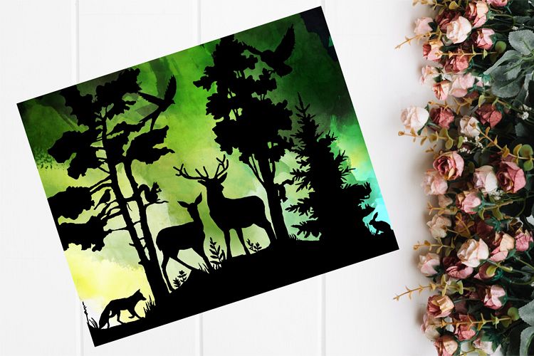 Woodland Papercutting Template example image 1