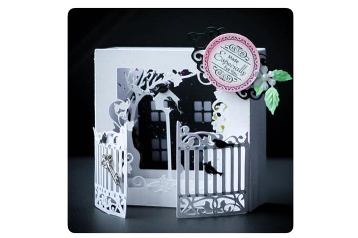 Secret Garden shadow box style Greetings card example image 1