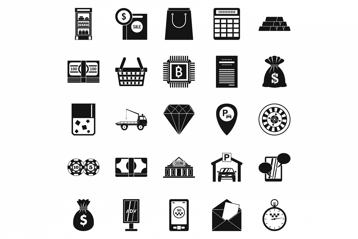 Hard cash icons set, simple style example image 1