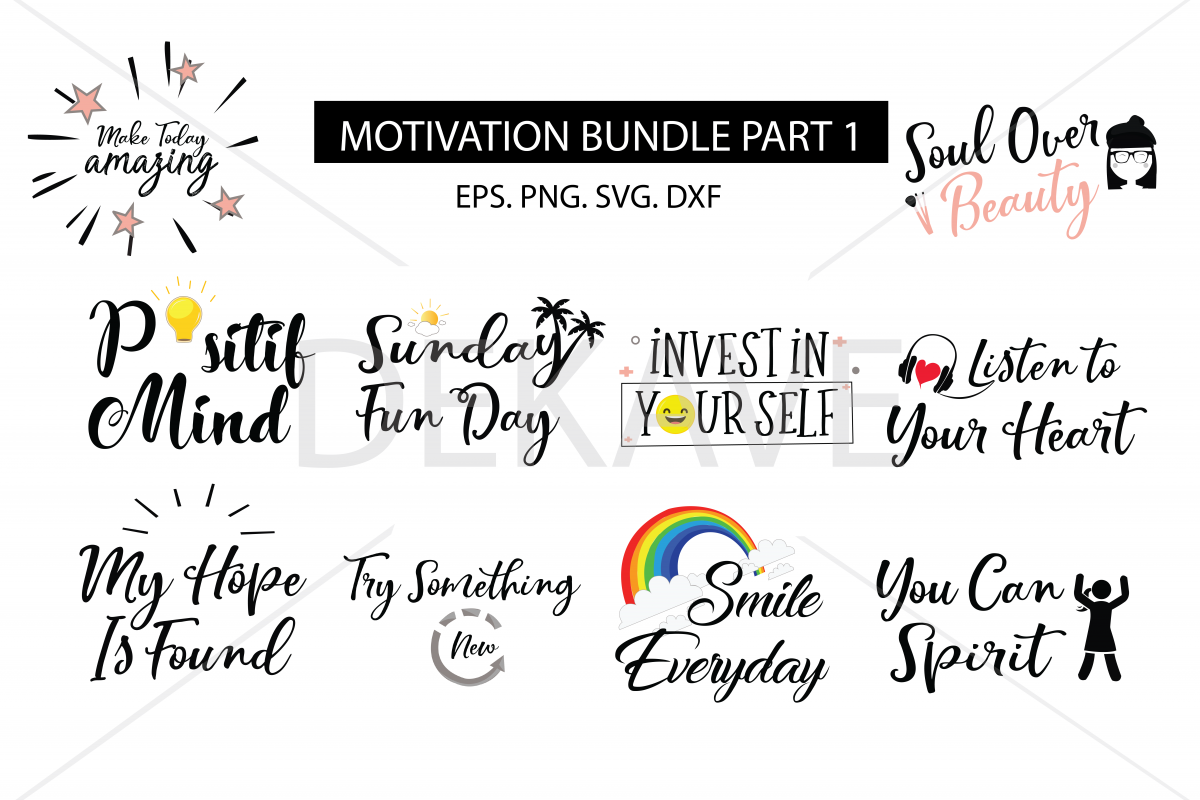 SVG Motivation set, cutting files example image 1