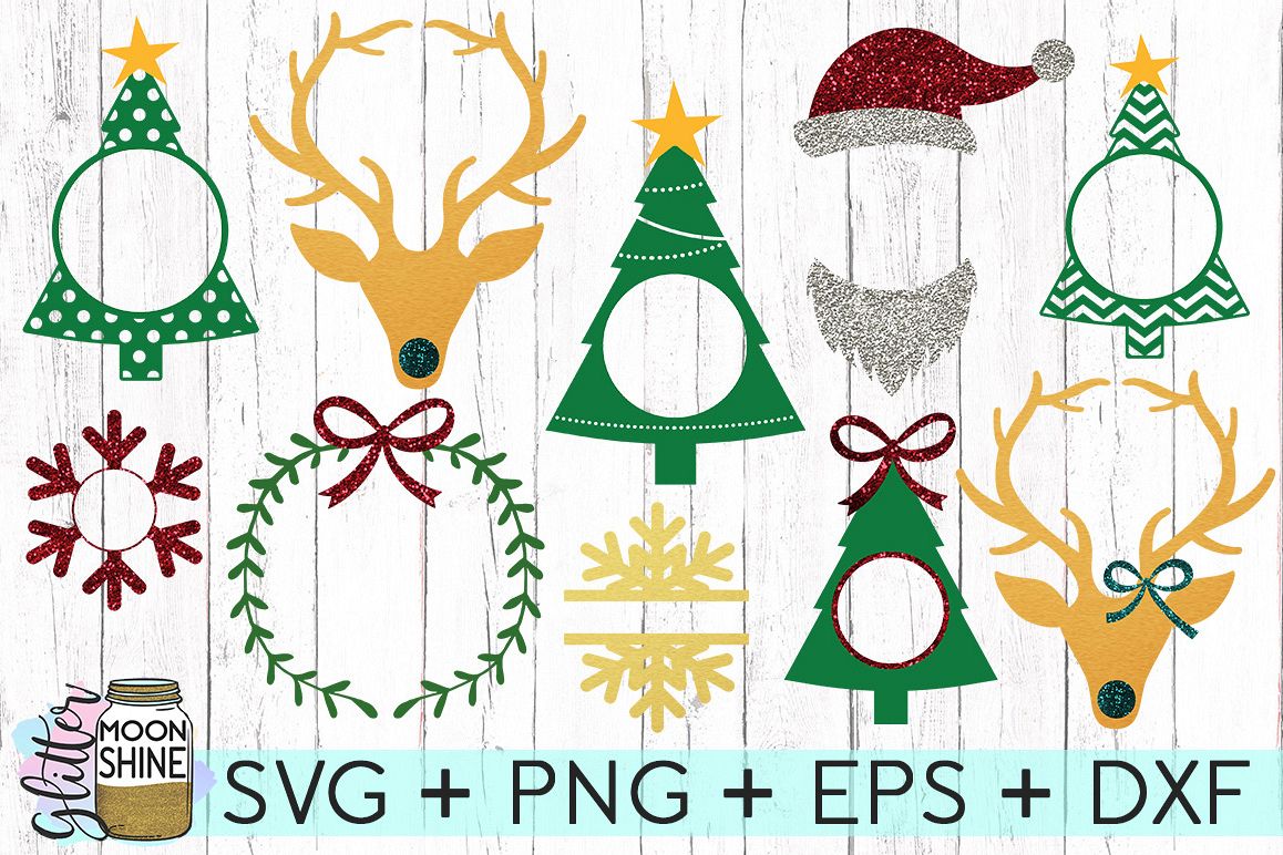 Download Christmas Monogram Frame Bundle SVG DXF PNG EPS Cut Files