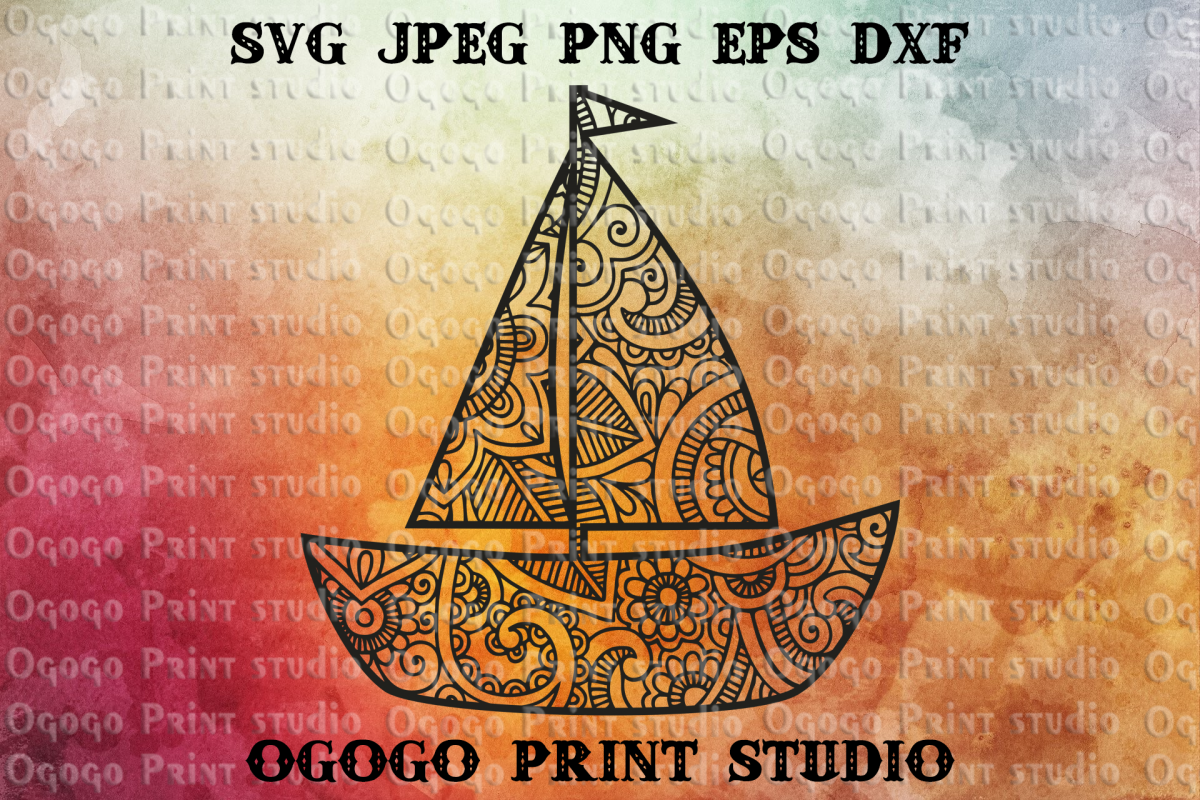 Boat SVG, Zentangle SVG, Mandala svg, Baby shower svg example image 1