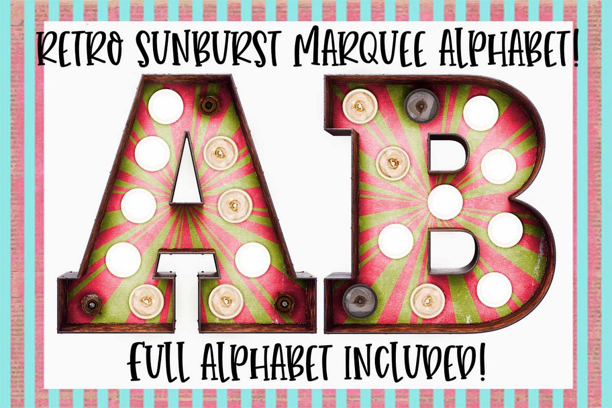 Retro Sunburst Marquee Sublimation Digital Download example image 1