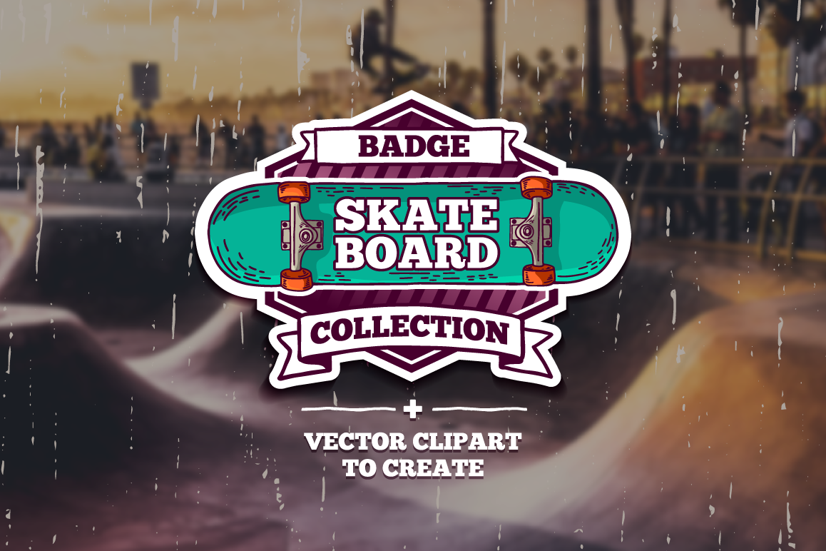 Set of colored skateboard badges example image 1