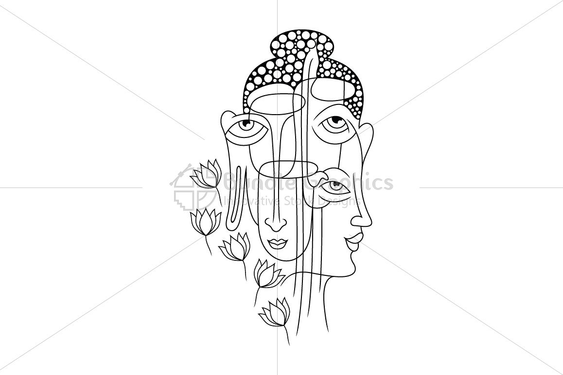 Buddha Faces - Illustrative Artwork example image 1