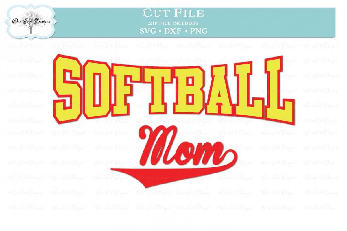 Softball Mom - SVG DXF PNG example image 1